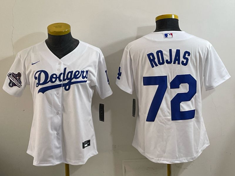 Women 2026 Nike Los Angeles Dodgers #72 Rojas White Game MLB Jersey 06